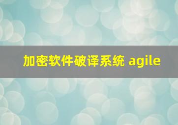 加密软件破译系统 agile